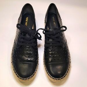 Nine West Gigantico Black  Perforated Stars Espadrilles Lace Up shoes